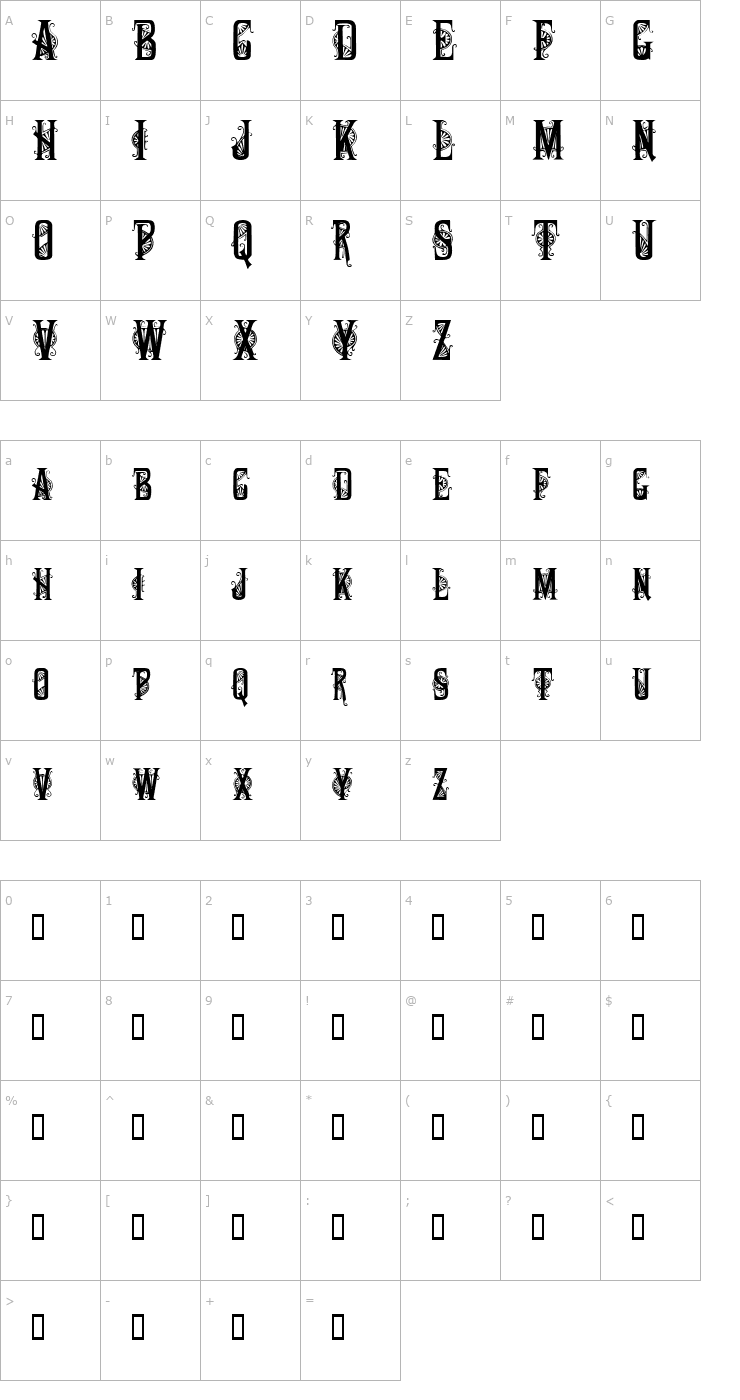 Character Map Deco Caps Font