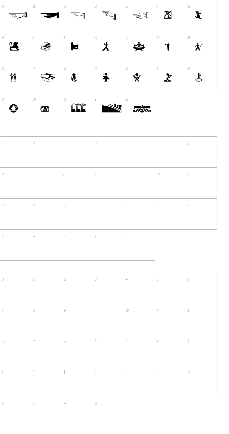 Character Map DecoDingbats1 Font