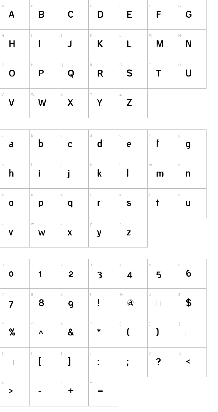 Character Map DeconStruct Bold Font