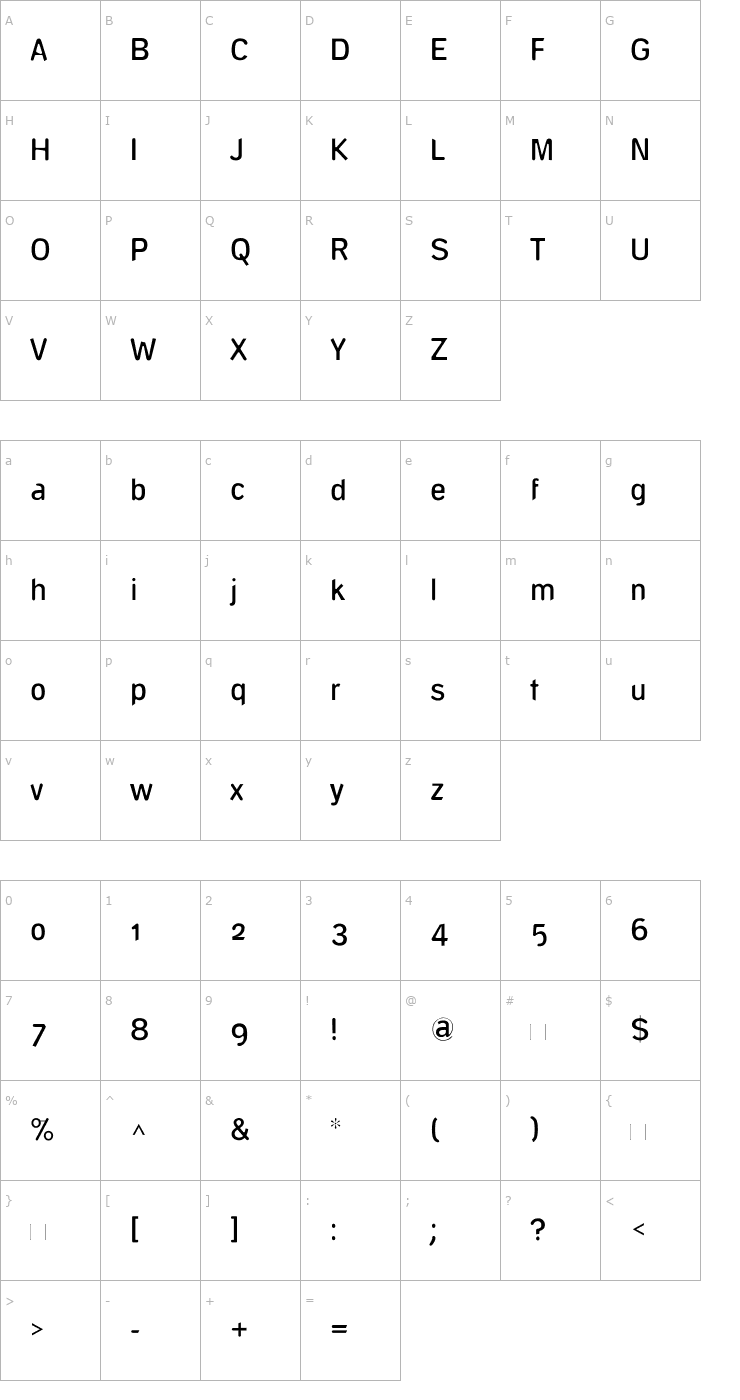 Character Map DeconStruct-Medium Font