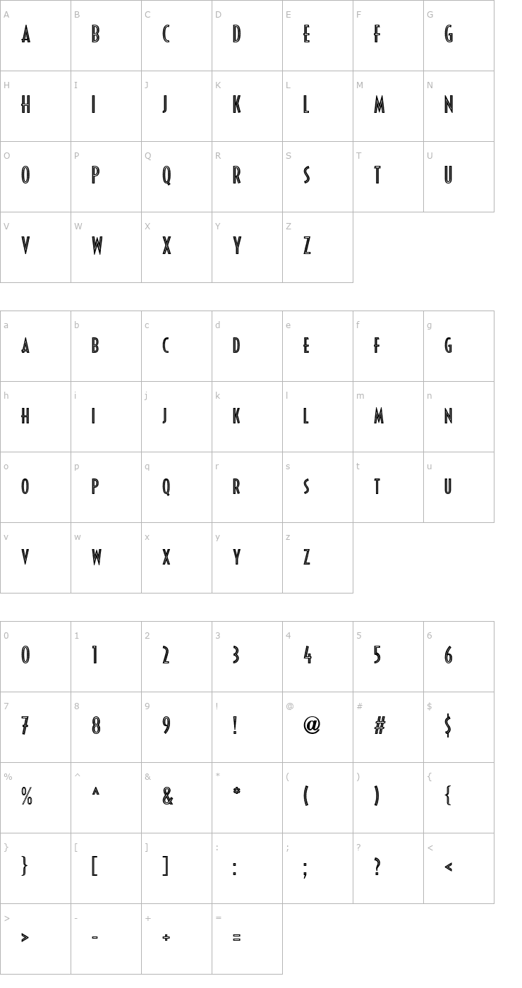 Character Map Decotura ICG Inline Font