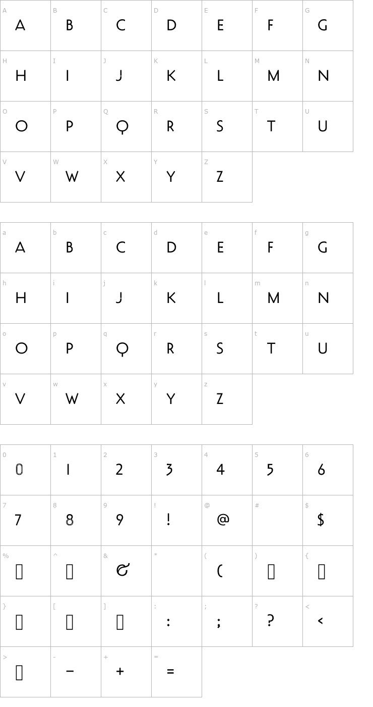 Character Map Decovar Alpha Font