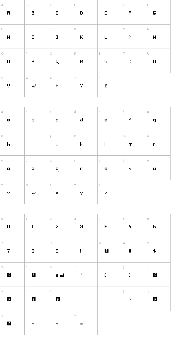 Character Map Deka Font