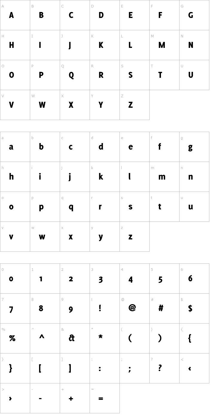 Character Map Delicious-Heavy Font