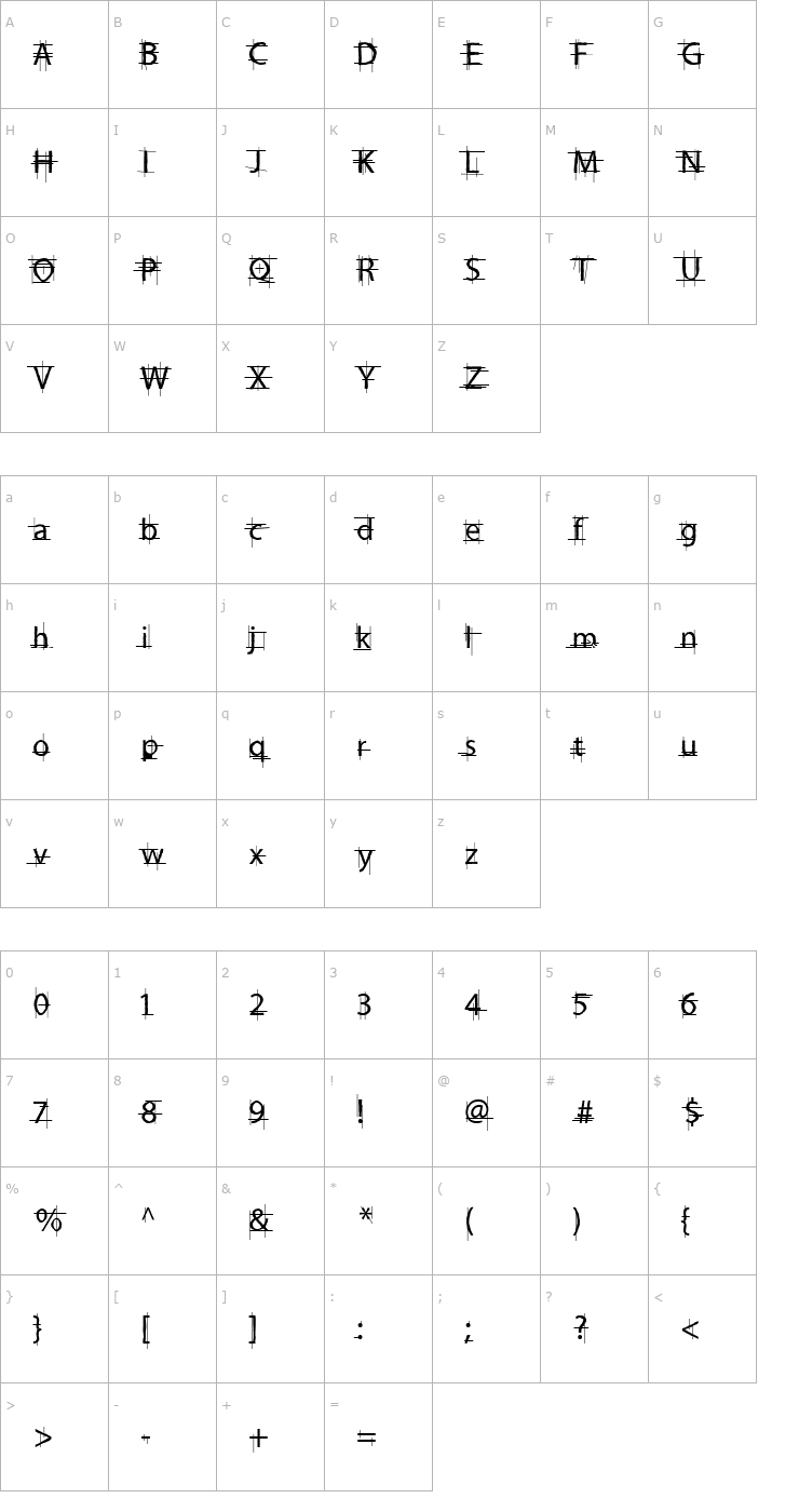 Character Map Delineator Font