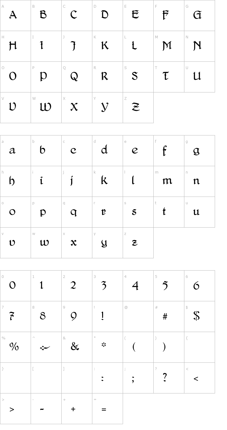 Character Map DelitschAntiqua Font