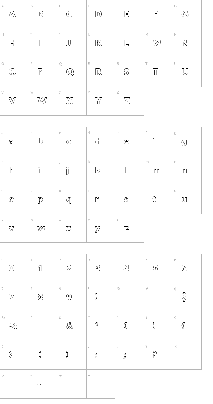 Character Map Delta Jaeger Outline Font