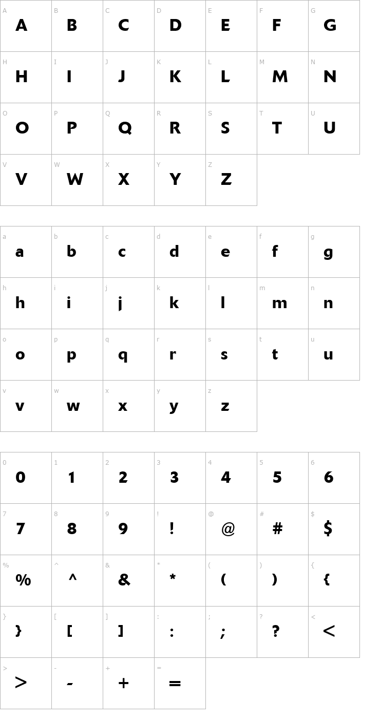 Character Map DeltaJaeger-Medium Font