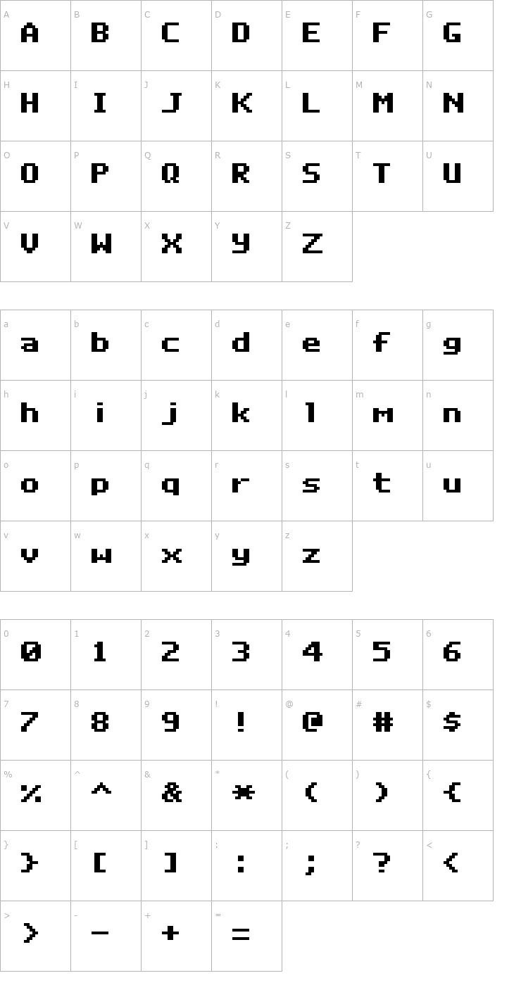 Character Map DeluxeFont Font