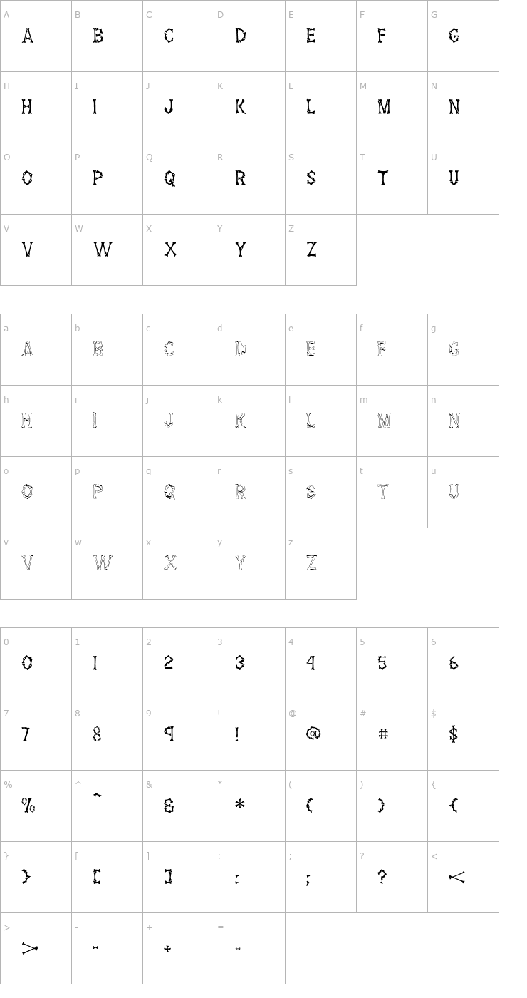 Character Map DemBones Font