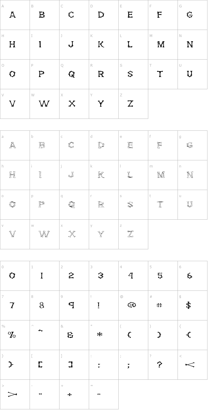 Character Map DemBonesExtended Font