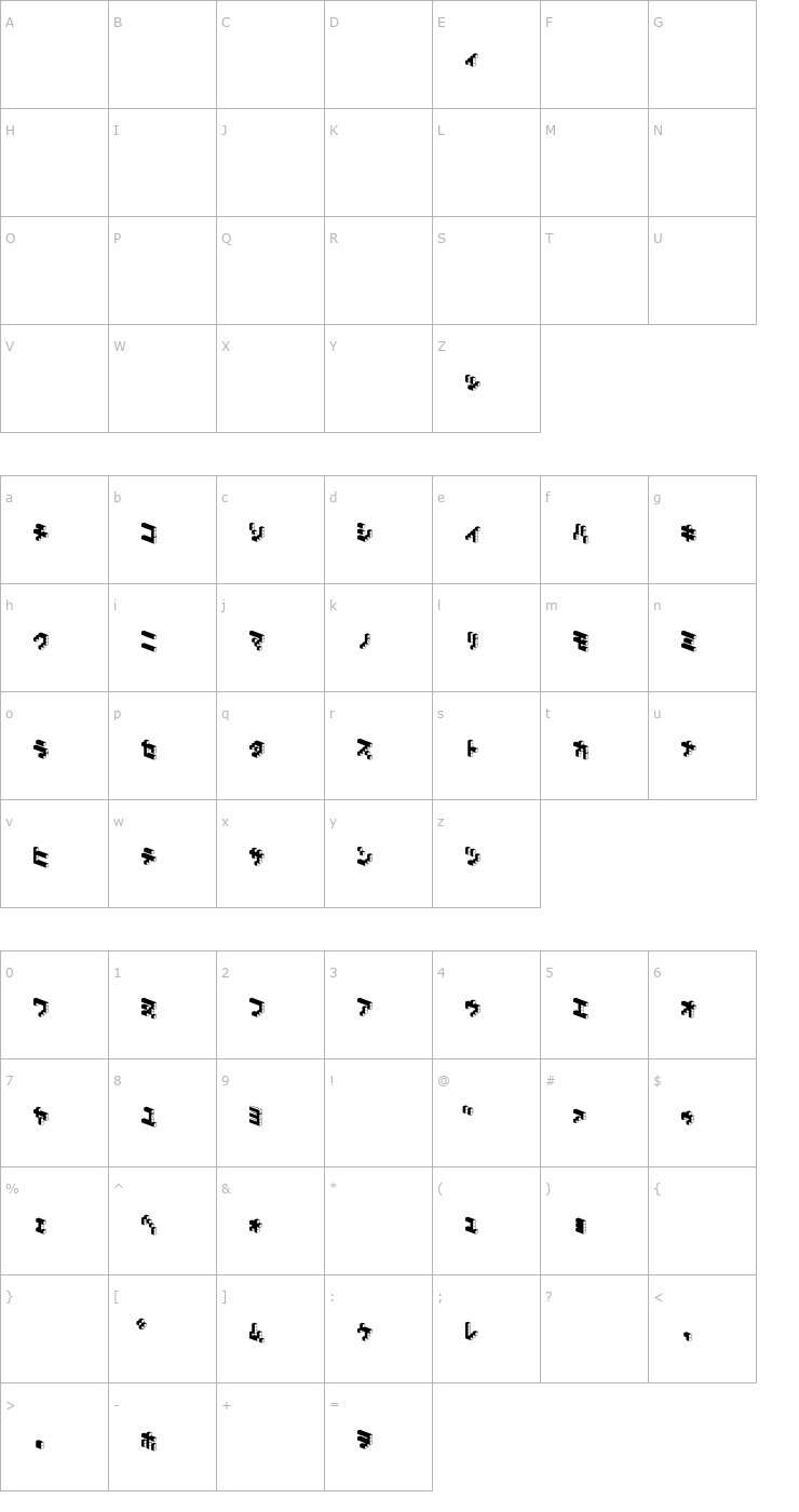 Character Map DemonCubicBlock NKP Dark Font