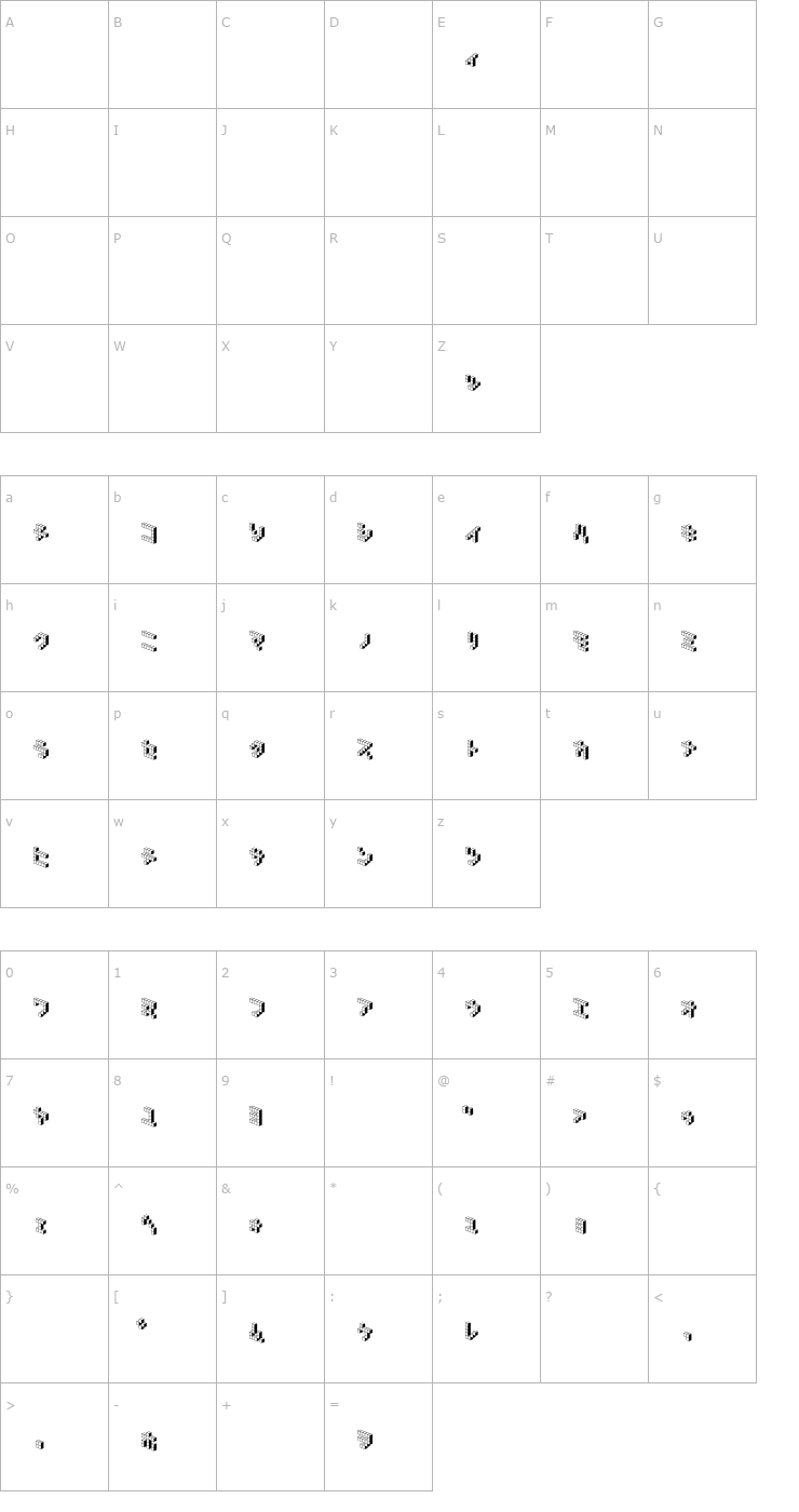 Character Map DemonCubicBlock NKP Shade Font