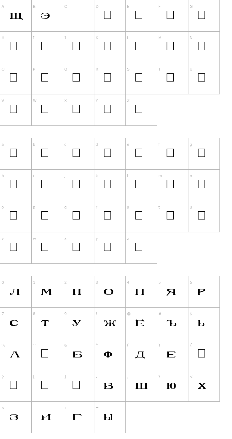 Character Map DemoRusskijModern Font