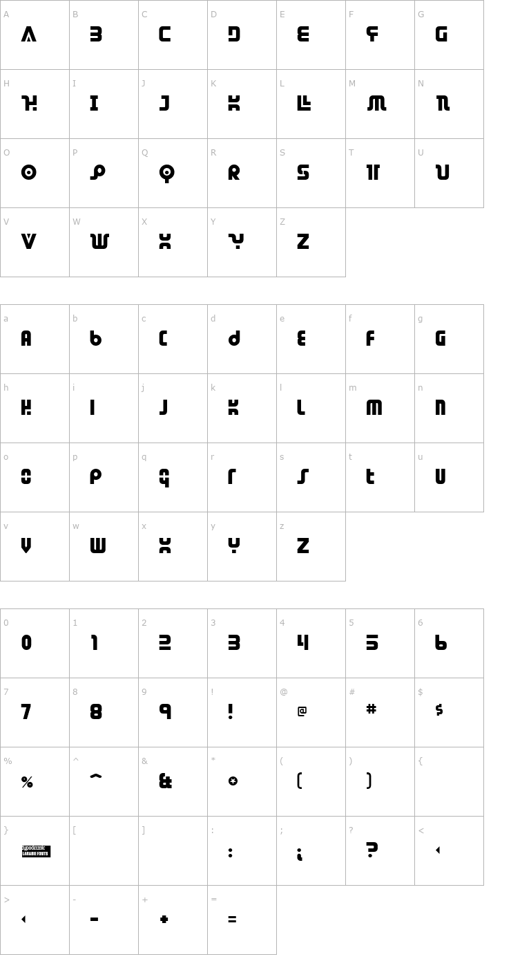 Character Map Dendritic Voltage Font