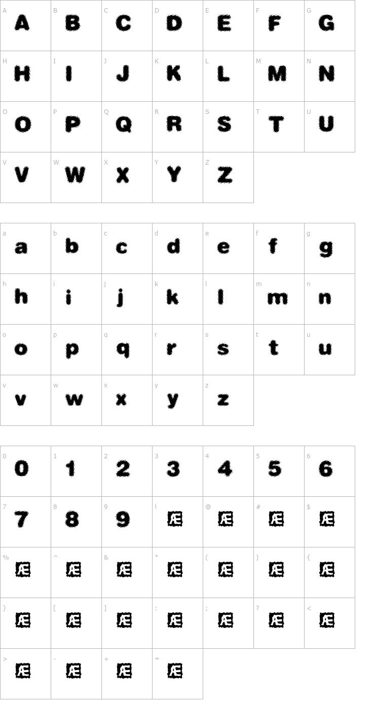 Character Map Dephunked (BRK) Font