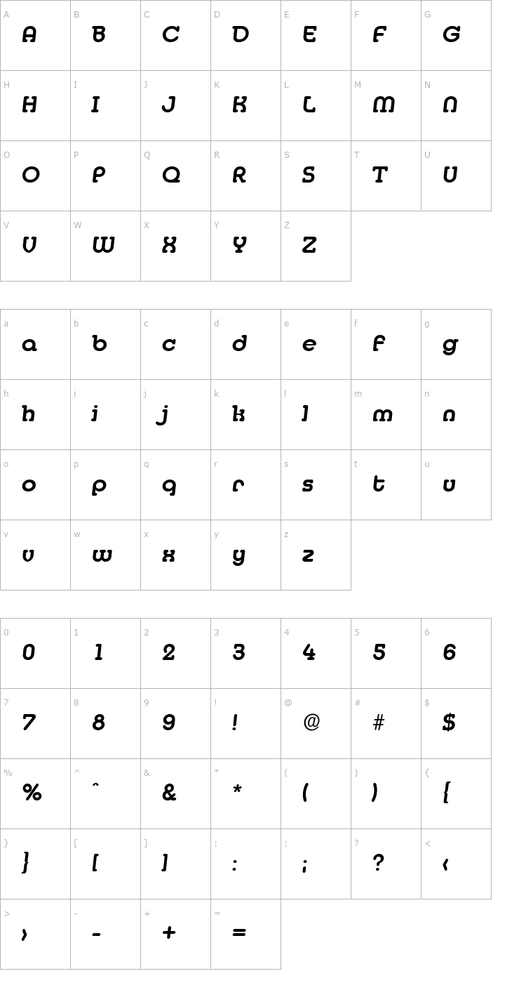 Character Map DesireeBeckerMedium Italic Font