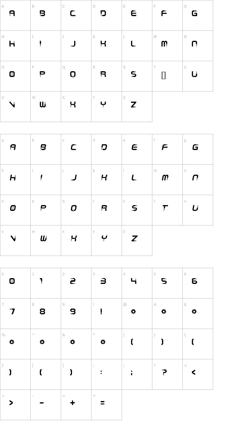 Character Map Despair Font