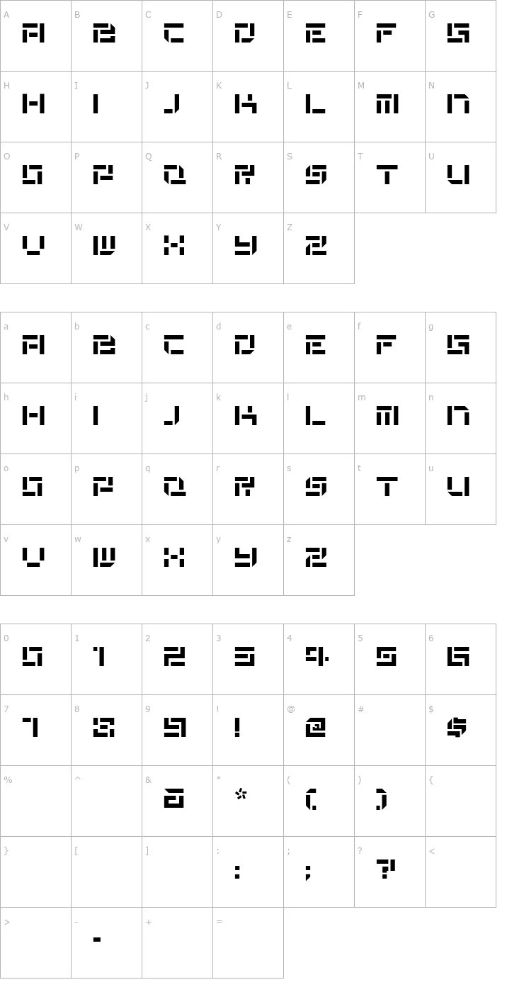 Character Map DeStencilNF Font