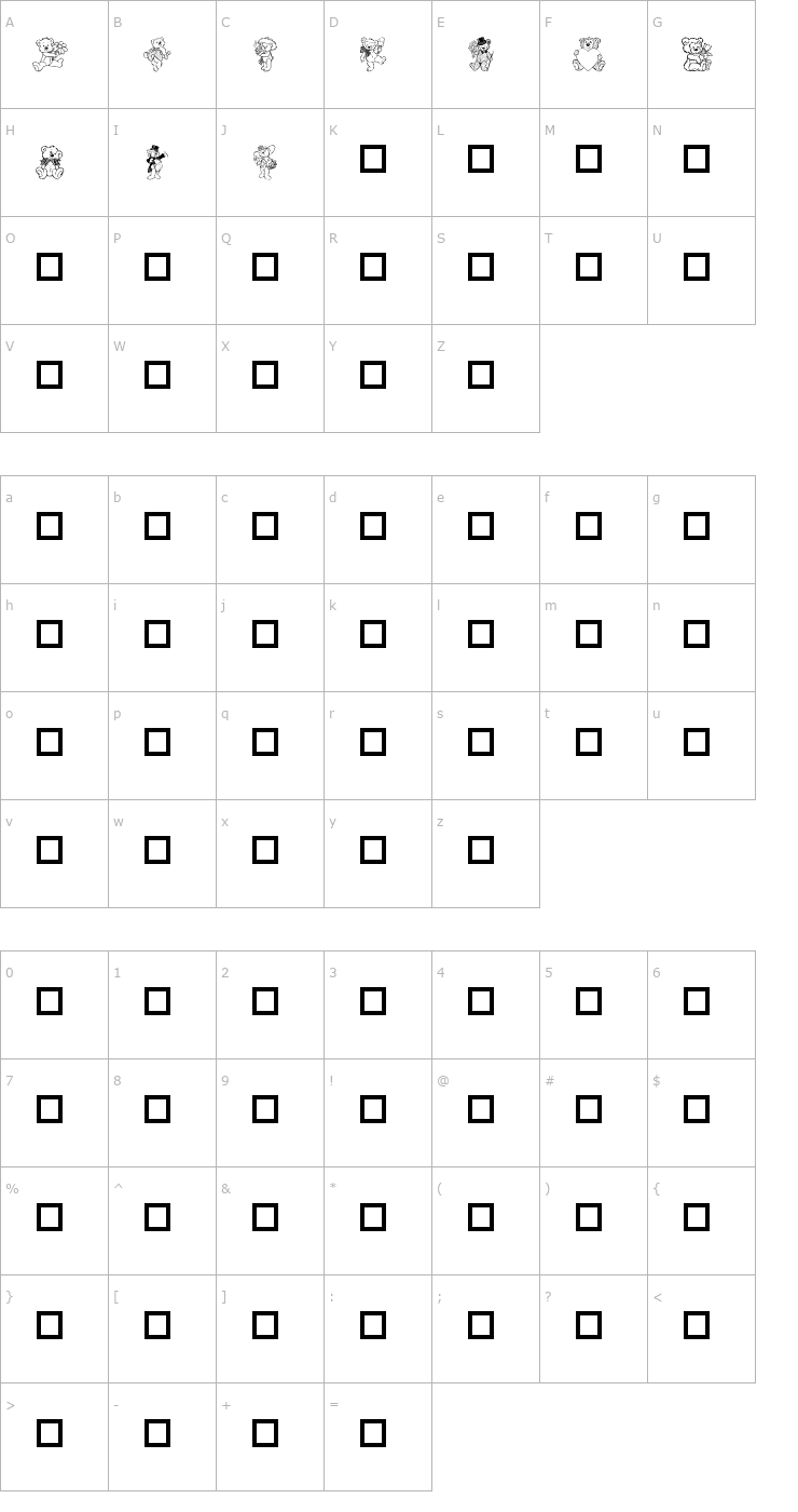 Character Map Destinys Teddbear Dings Two Font