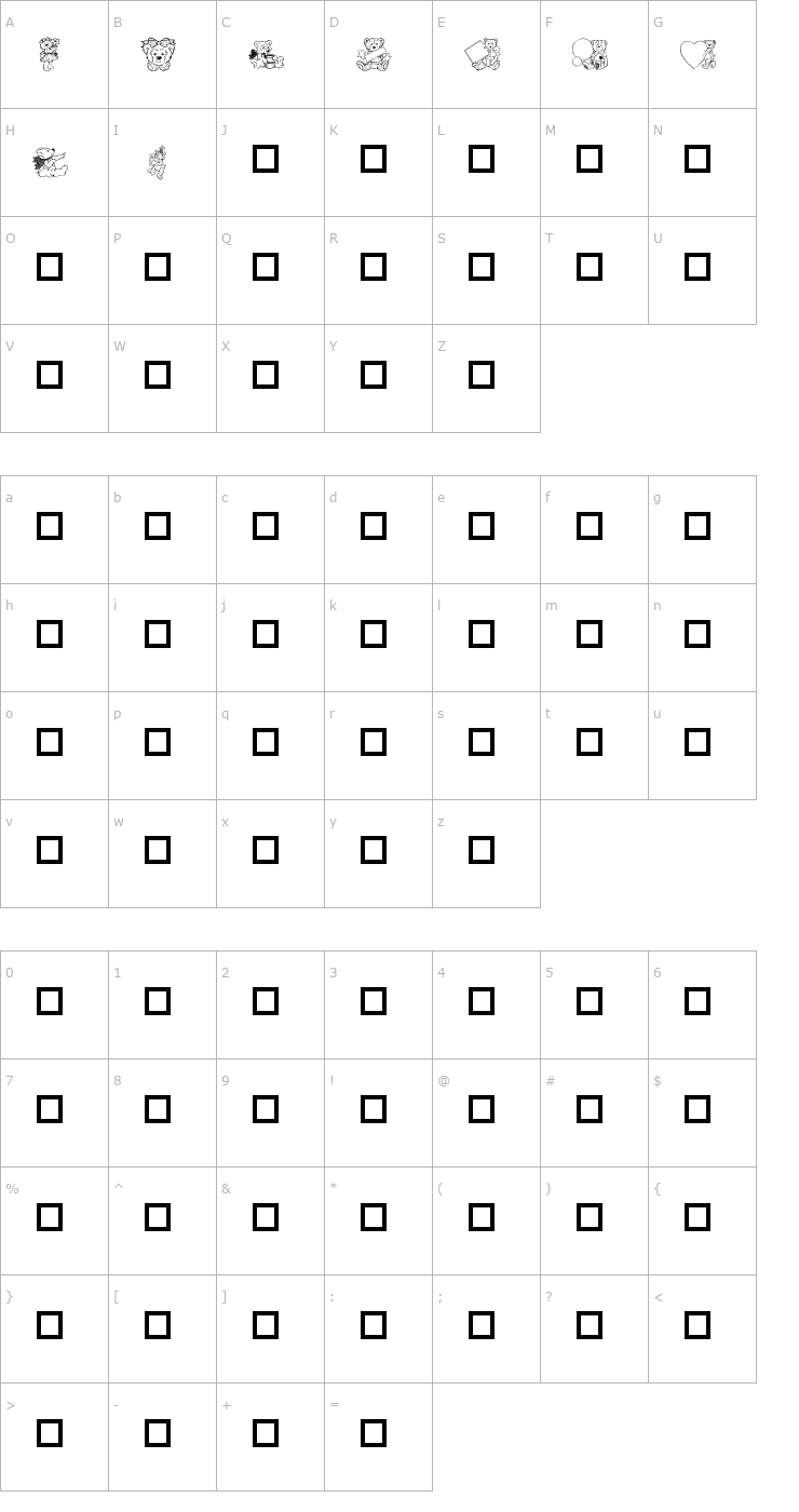 Character Map Destinys Teddybear Dings Three Font