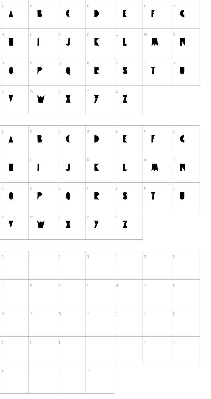 Character Map Destrukt Font