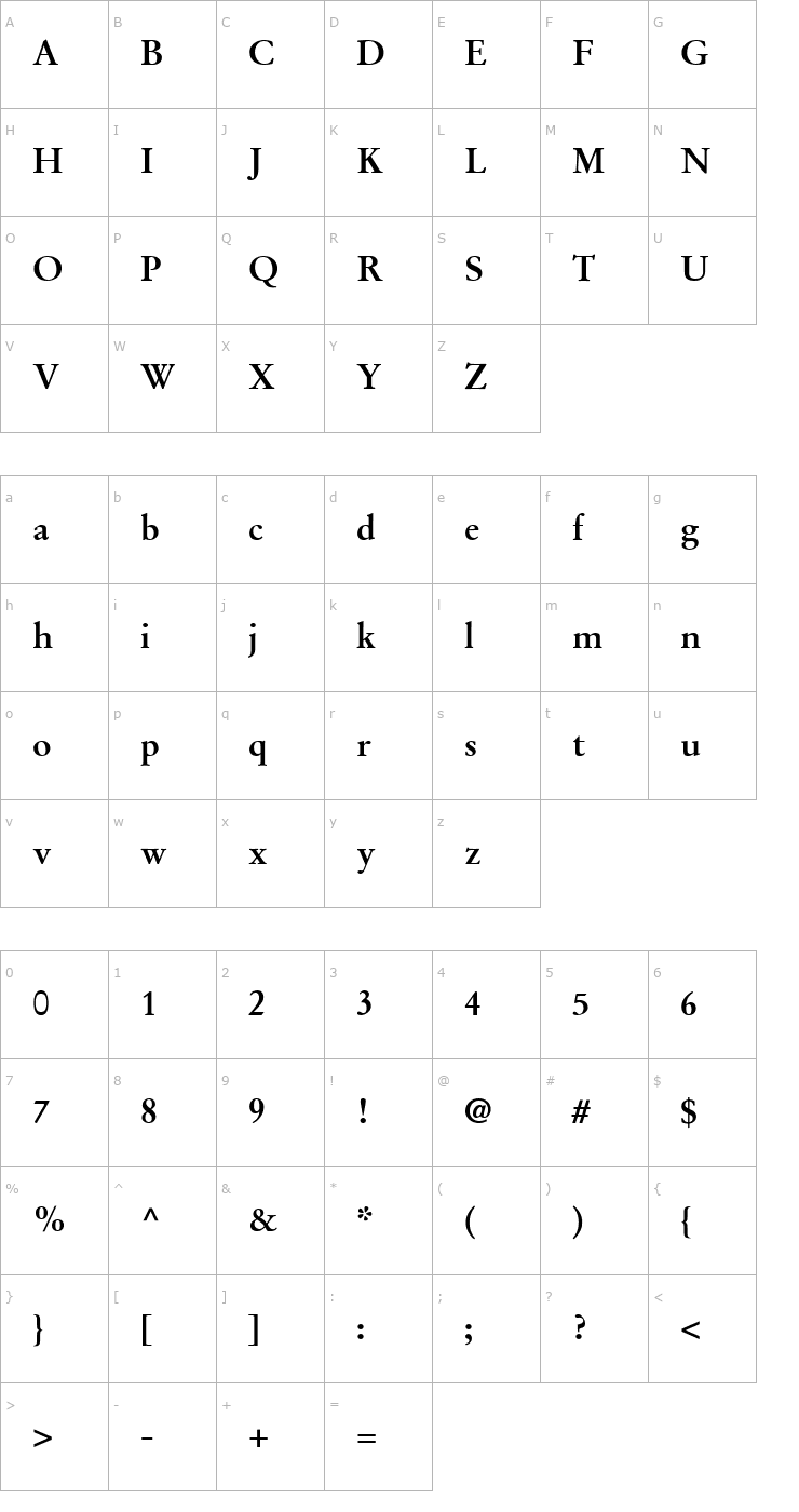 Character Map Deutch Garamond SSi Bold Font