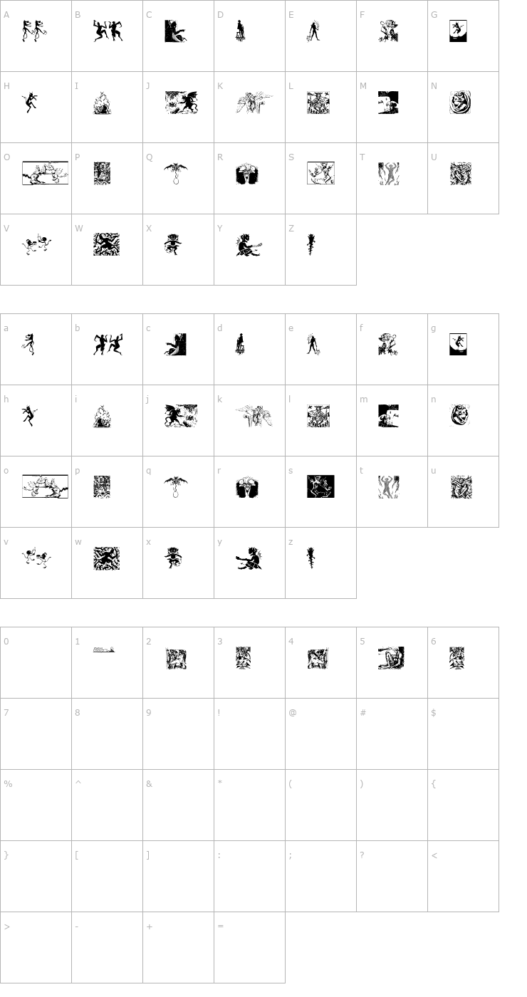 Character Map Devils Font