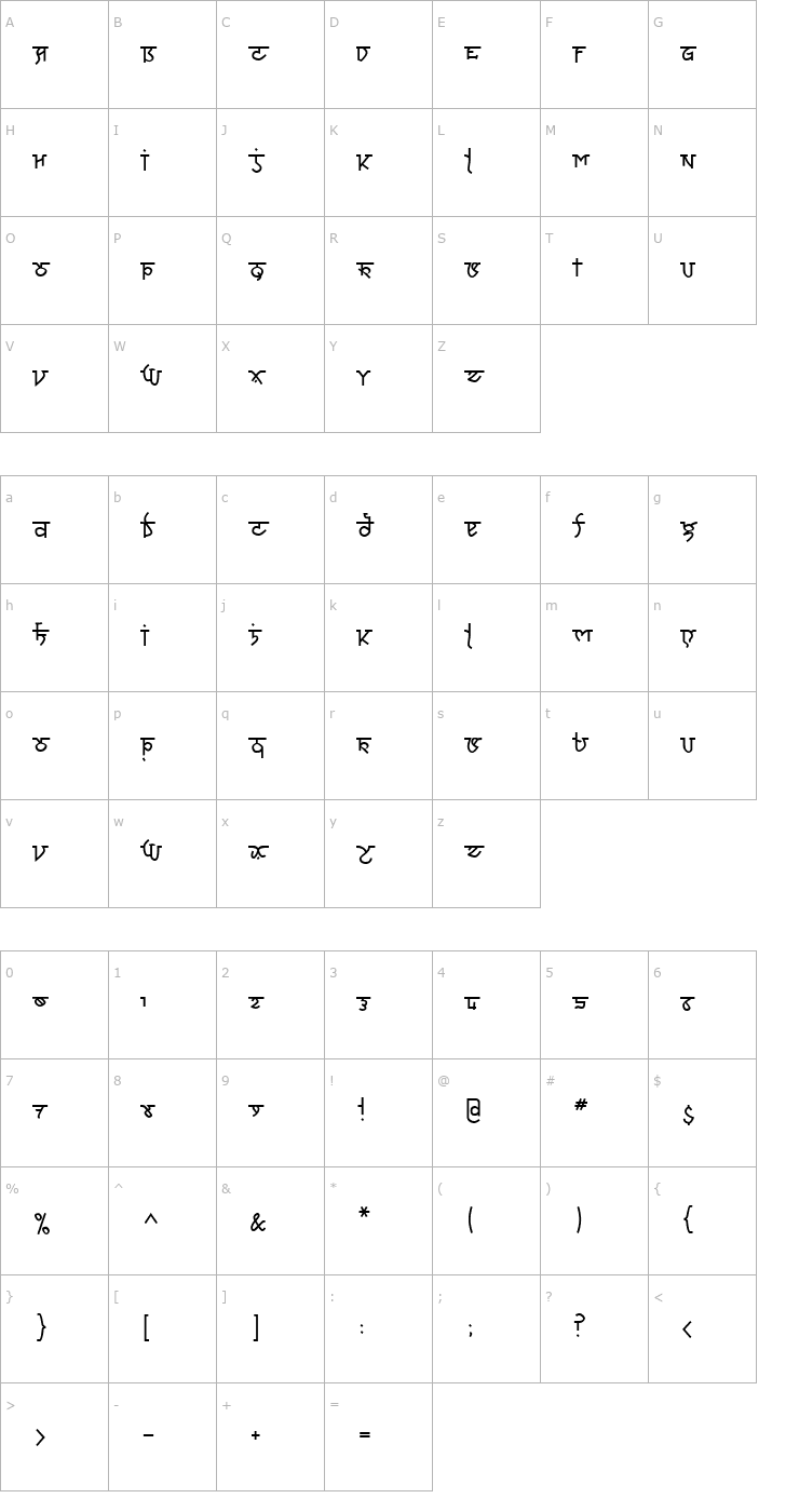 Character Map DevineTown-Linear Font