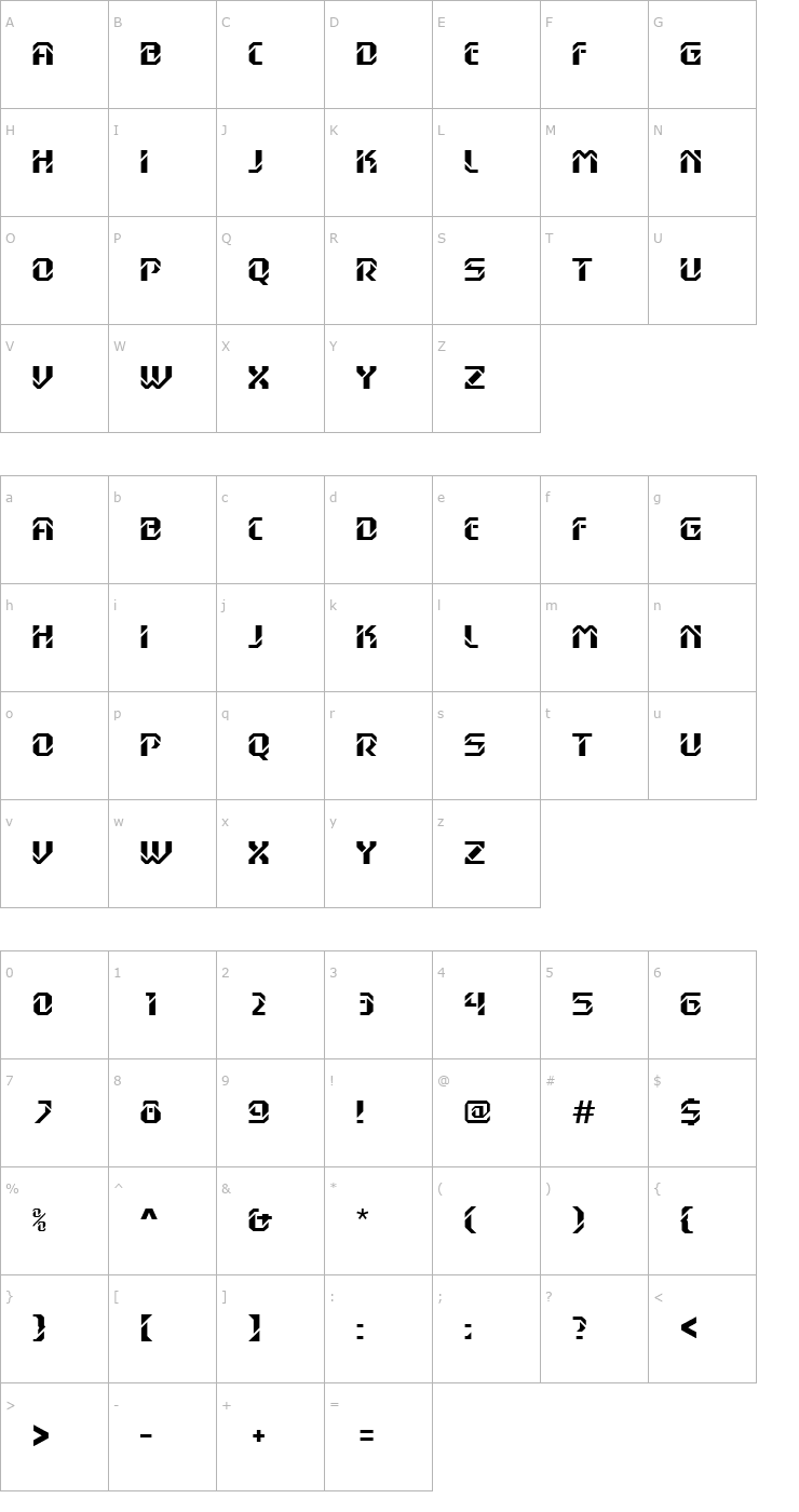 Character Map DexGothicD Font