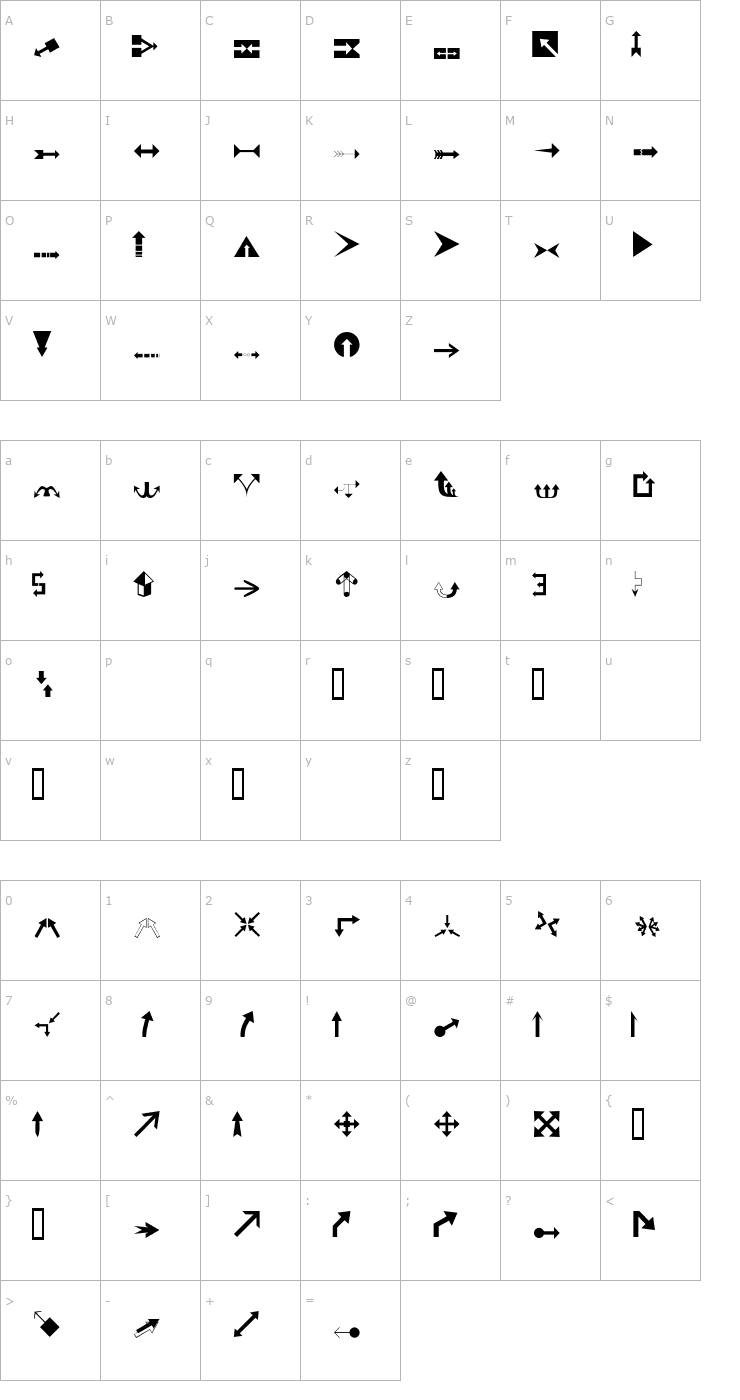 Character Map DexisDingbatsFourSSi Font