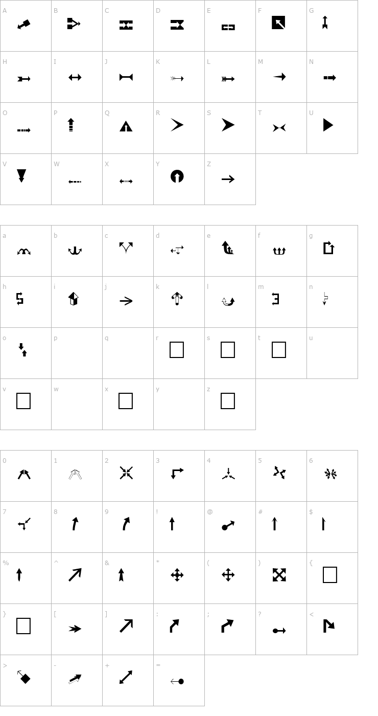 Character Map DexisDingbatsFourSSK Regular Font