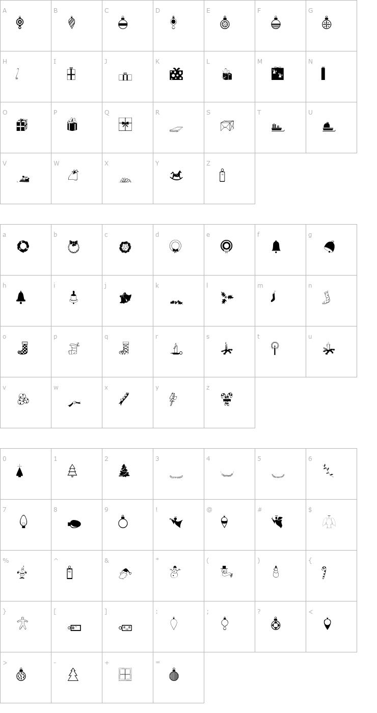 Character Map DexisDingbatsOneSSi Font