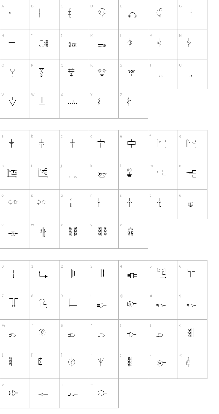 Character Map DexisDingbatsSixSSi Font