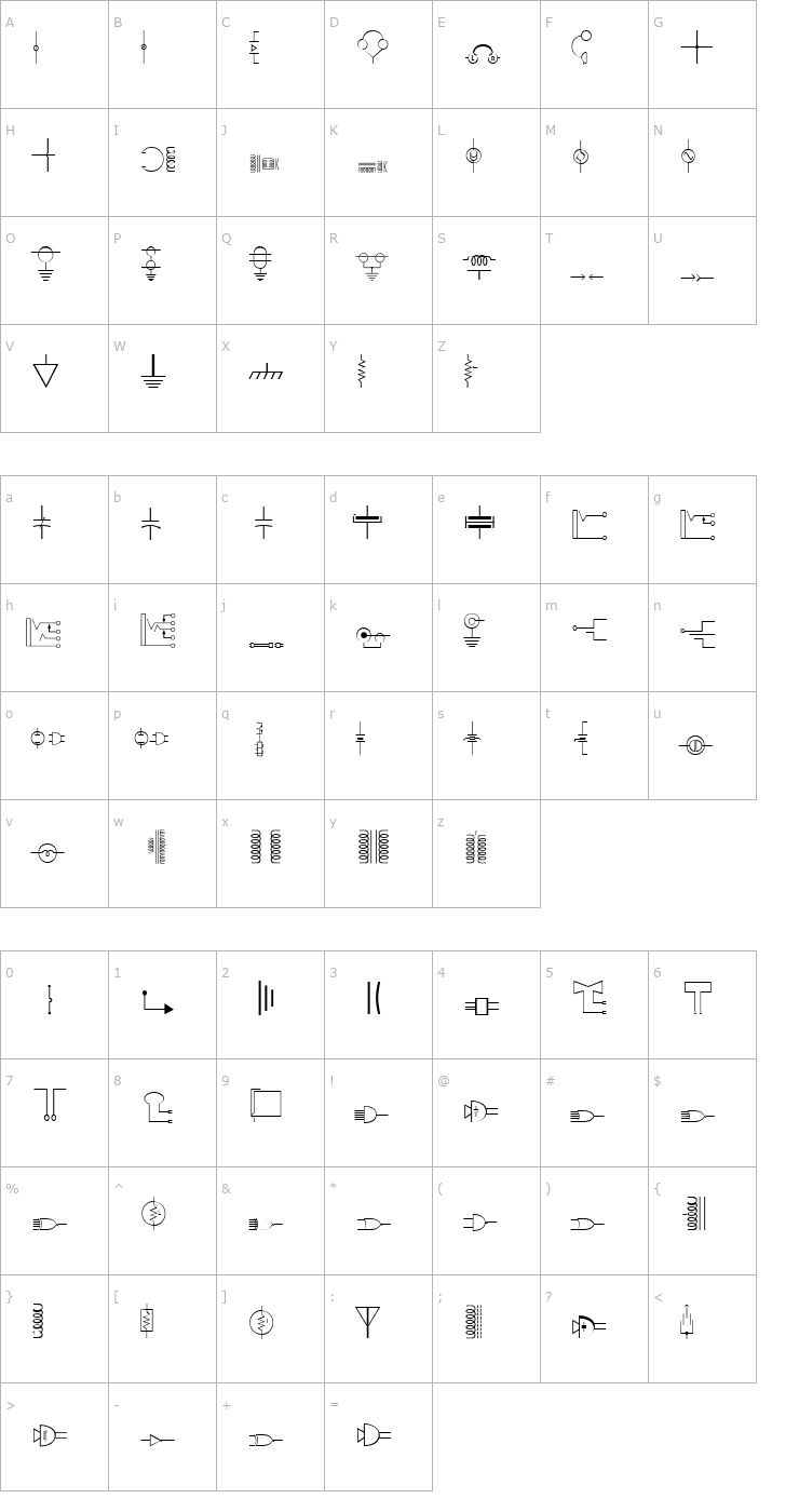 Character Map DexisDingbatsSixSSK Regular Font