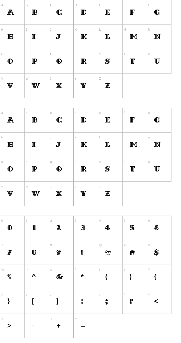 Character Map Dextor_Becker Font