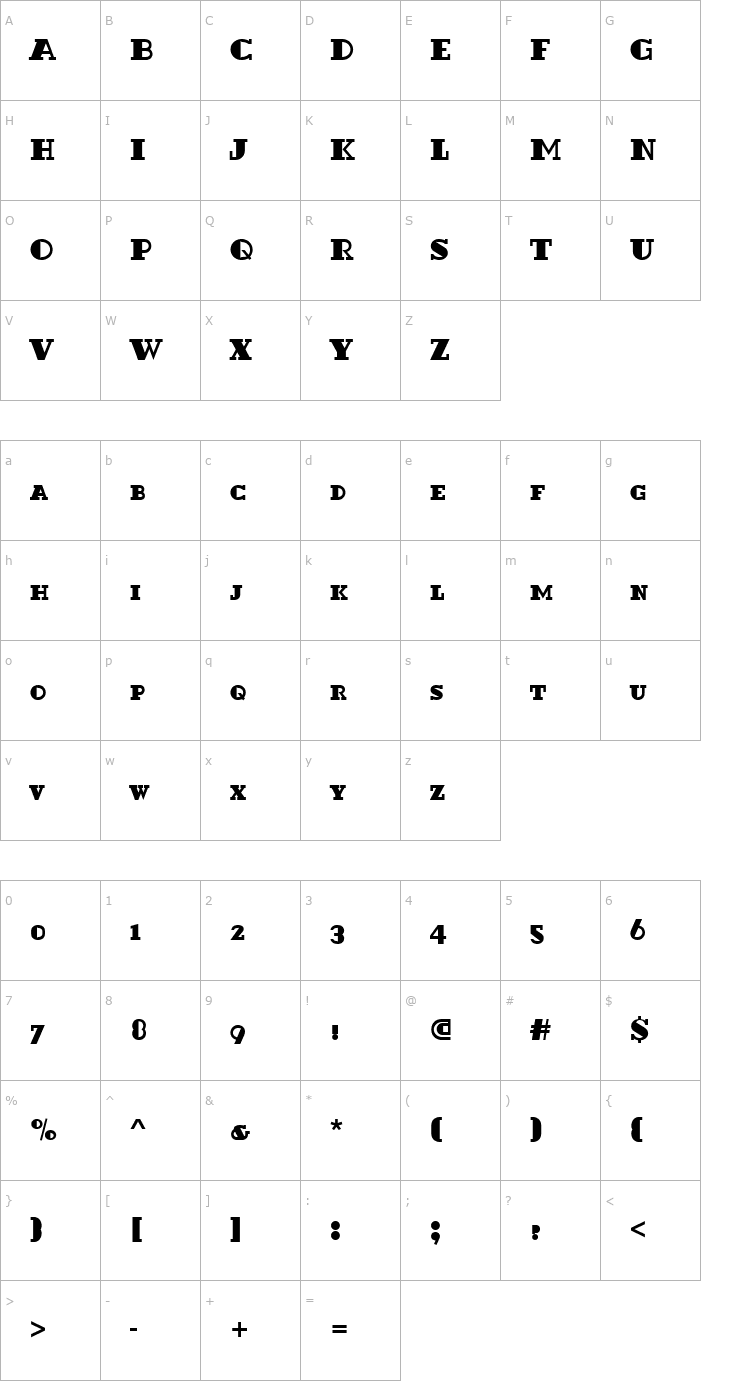 Character Map Dextor_Becker_Black_Caps Font