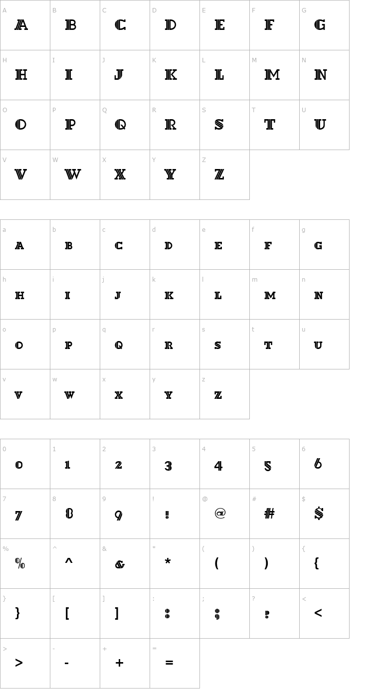 Character Map Dextor_Becker_Caps Font