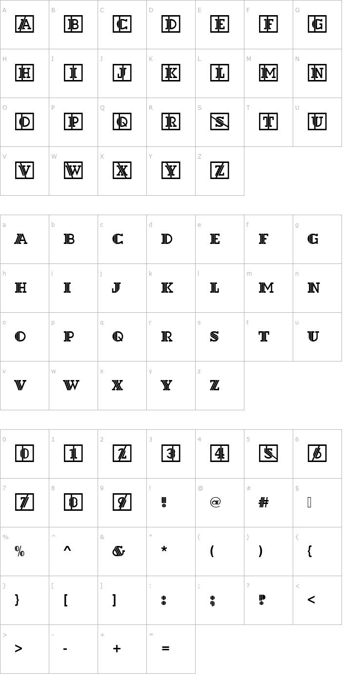 Character Map Dextor_Becker_Initials Font