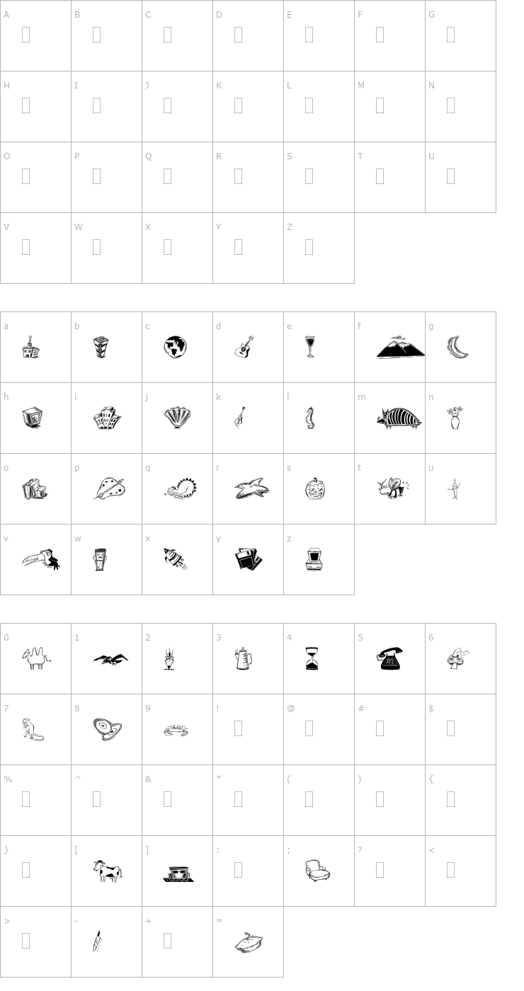 Character Map DF Inspirations One LET Plain1.0 Font