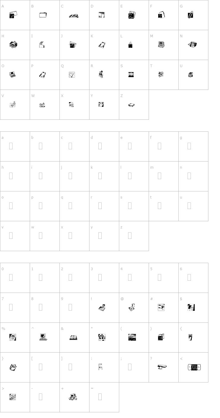 Character Map DfIndustrialsTwoPlain Font