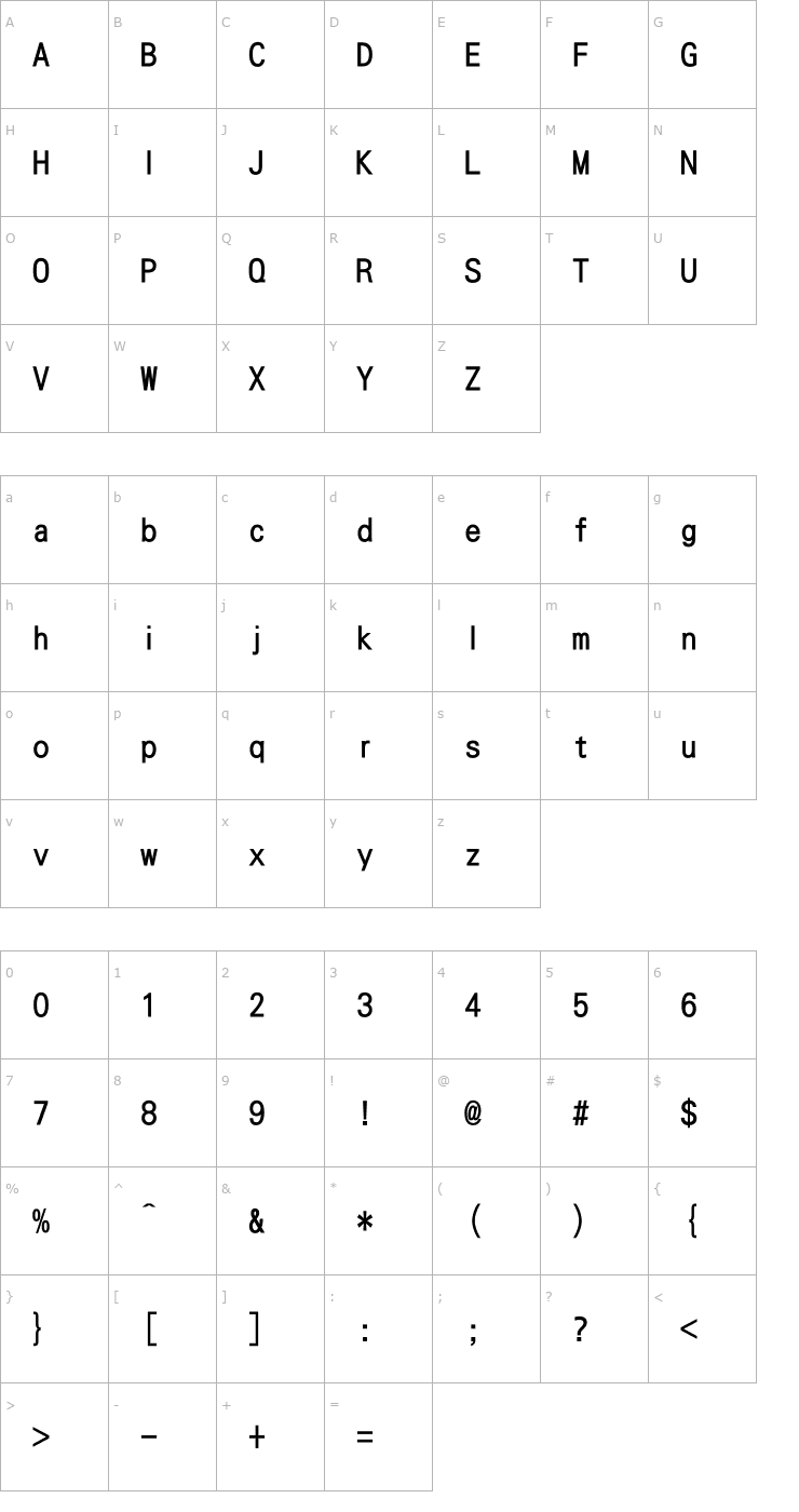 Character Map DFLiHeiU-Md Font