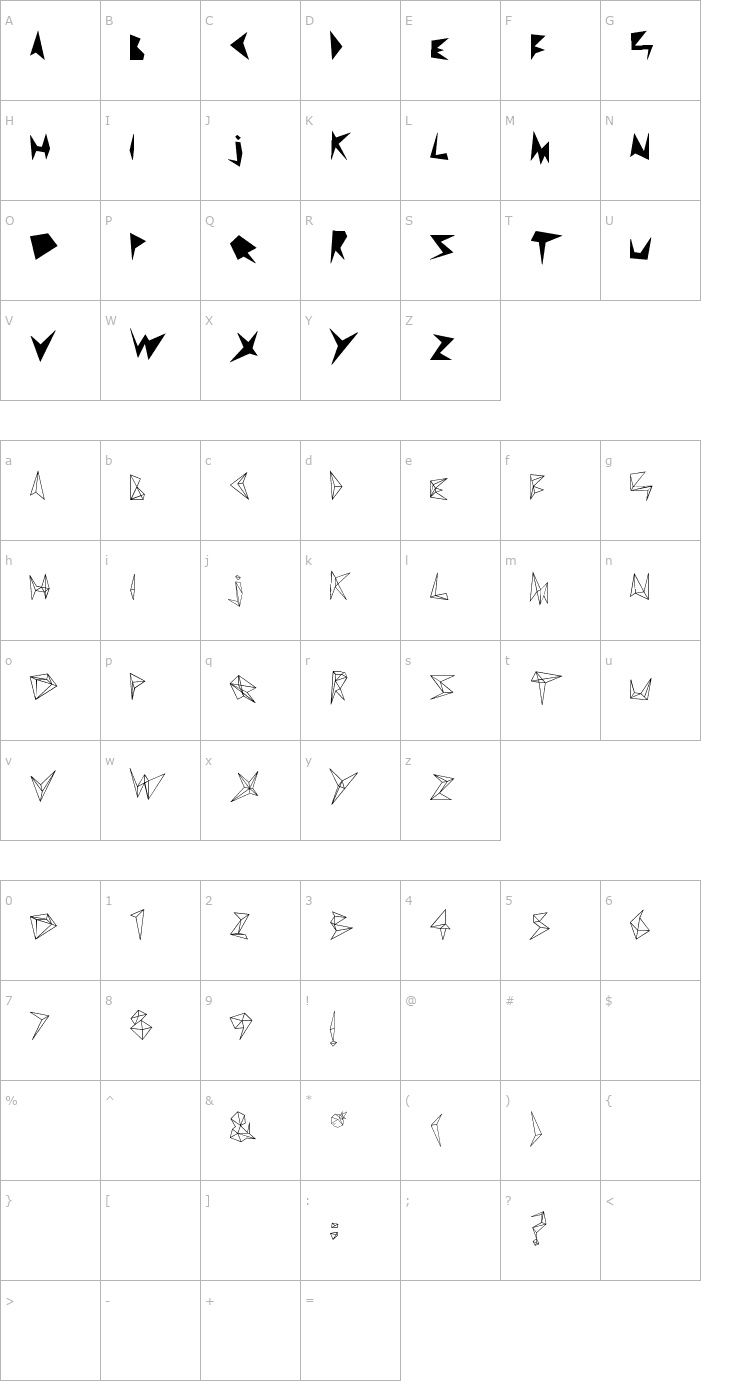 Character Map Diamond D Font