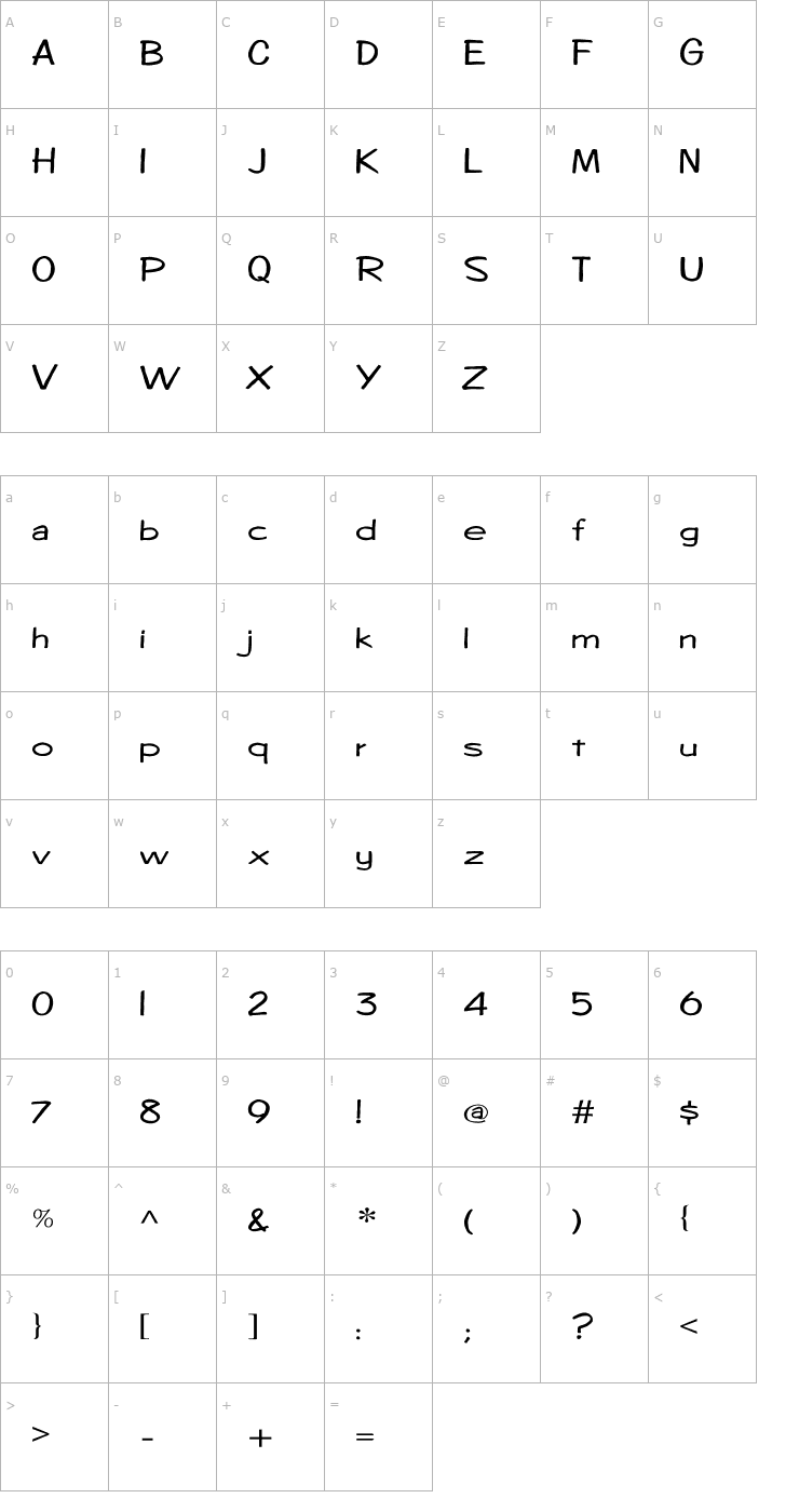 Character Map Diego1 Wd Font