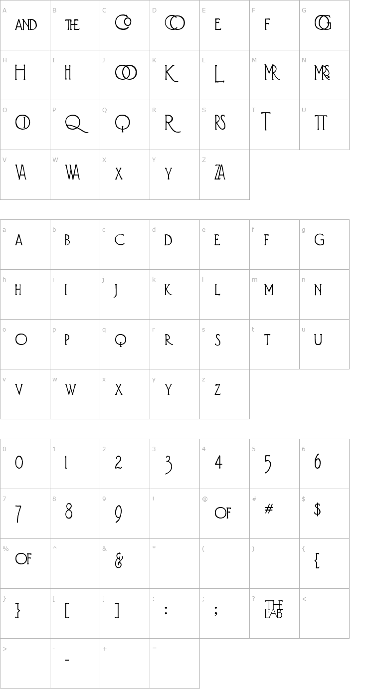 Character Map Diehl Deco - Alts Font