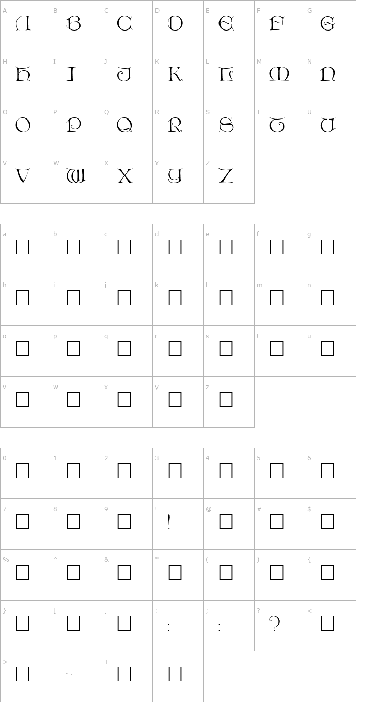 Character Map DieterCaps Regular Font