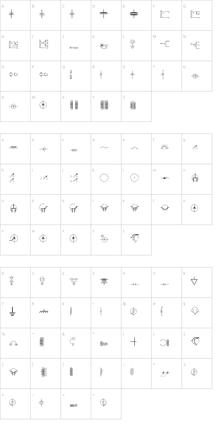 Character Map digelec-Thin Font