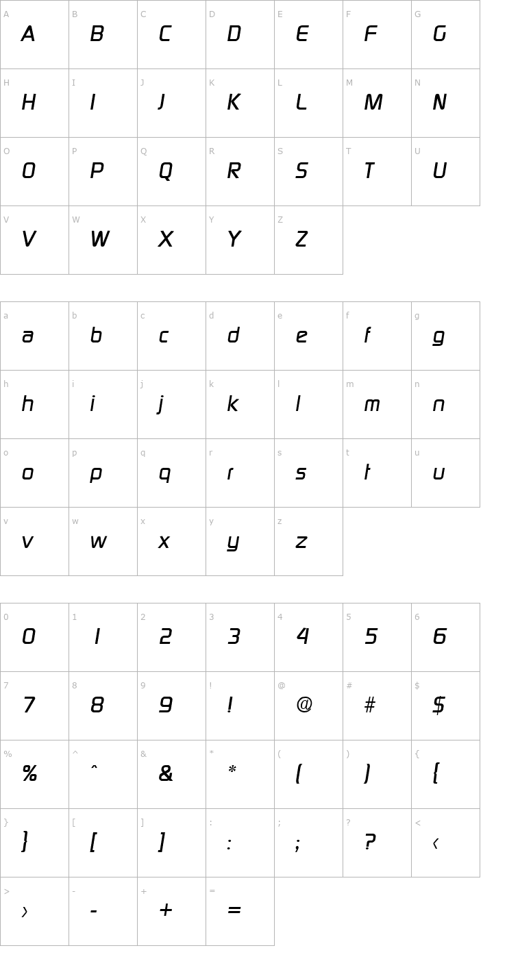 Character Map Digital-MediumIta Font