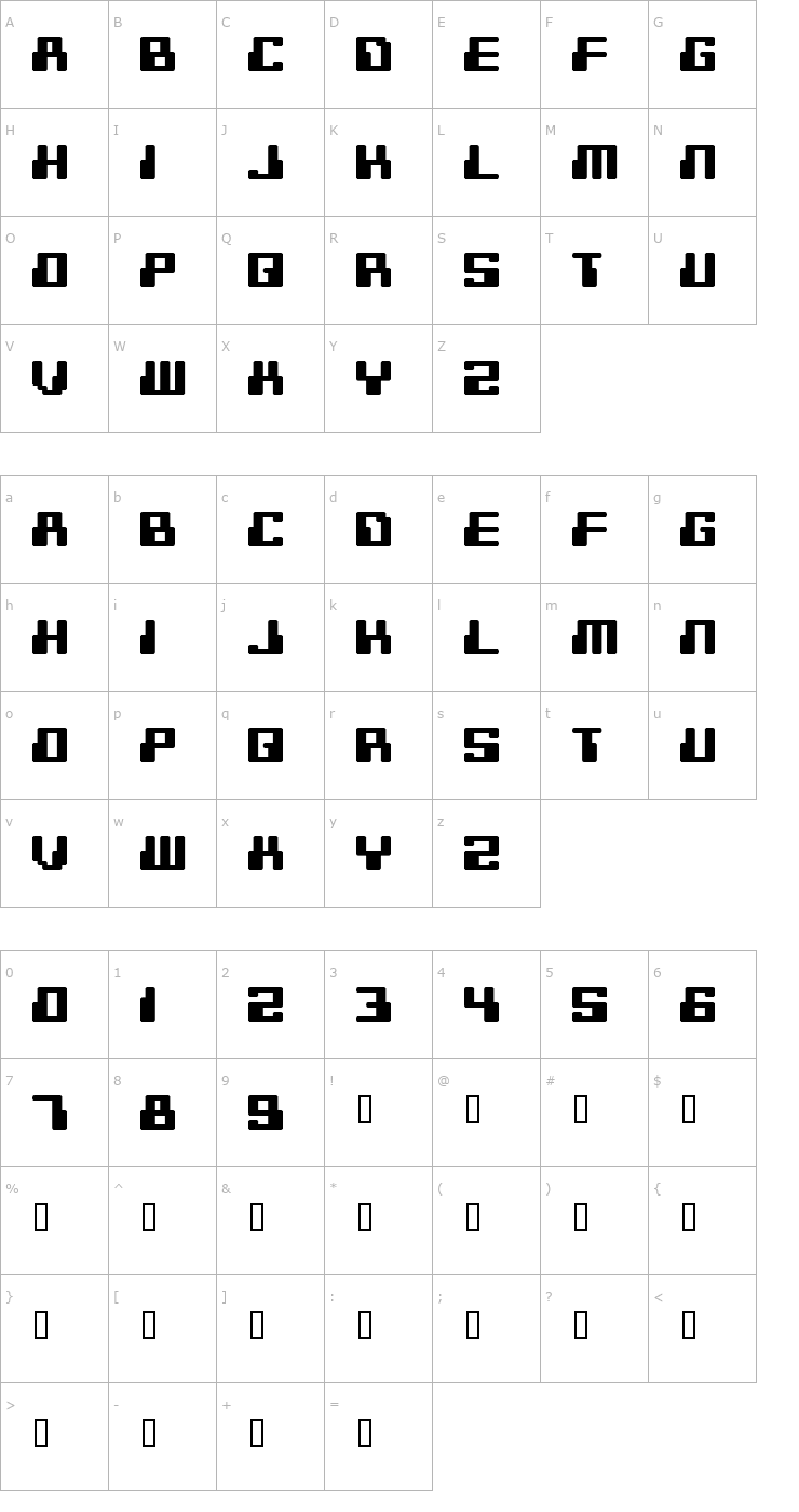 Character Map Digitek Font