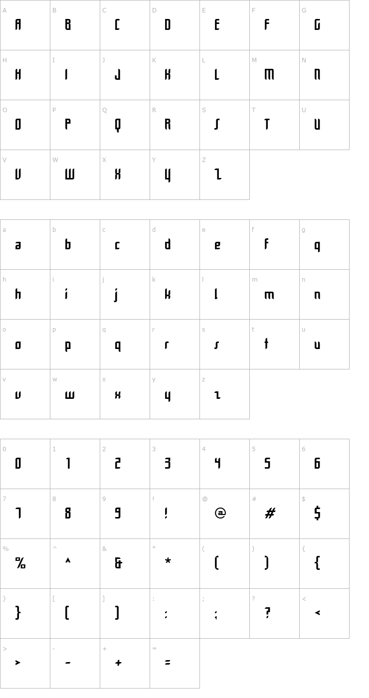 Character Map Dimentia-Thin Font